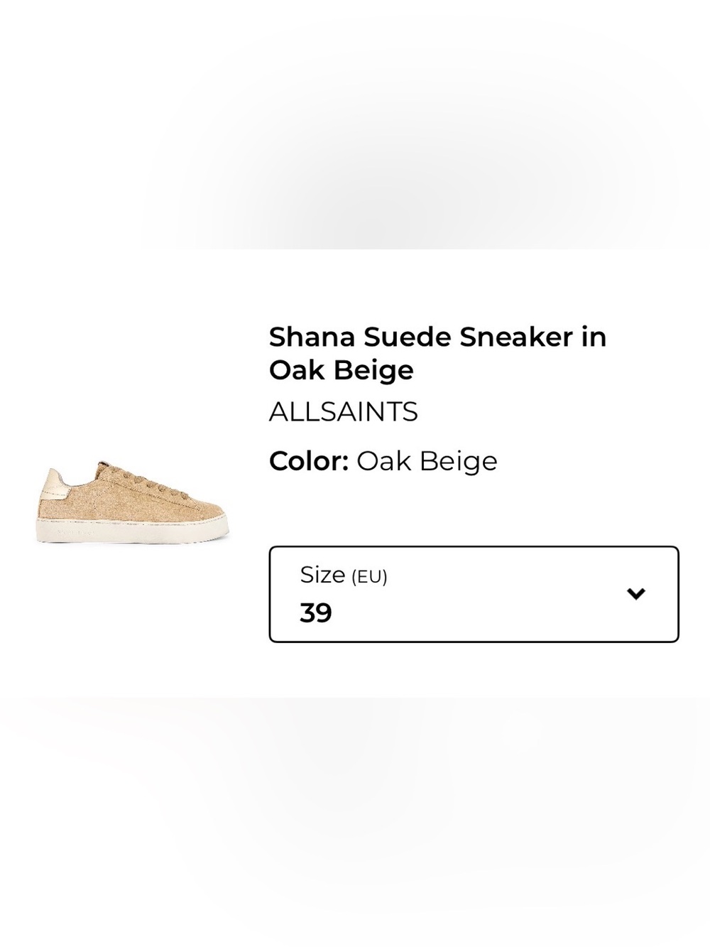 AllSaints Shana Suede Sneaker in Oak Beige